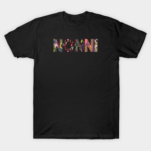 Nonni Themed Design Floral Fauna Nonni T-Shirt by MCsab Creations